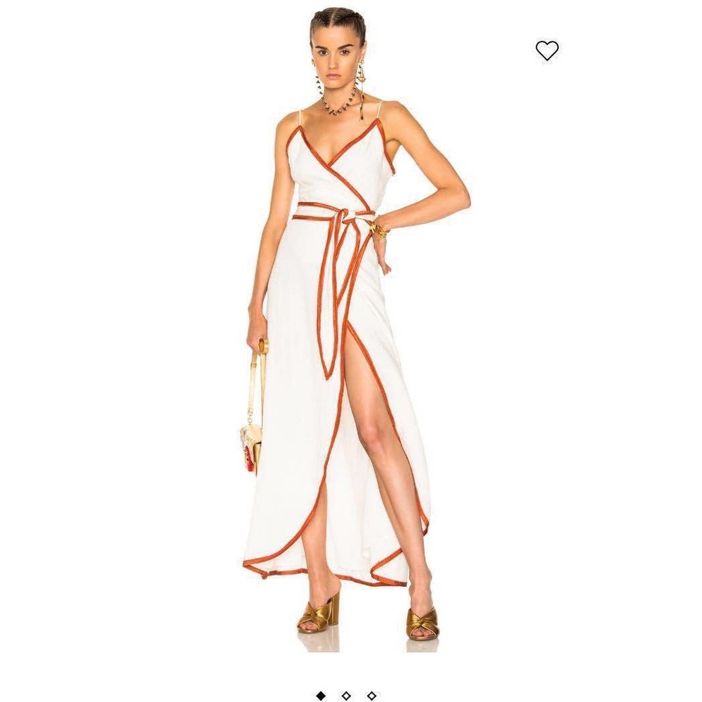 LPA Dress Maxi Wrap Linen Ivory Revolve